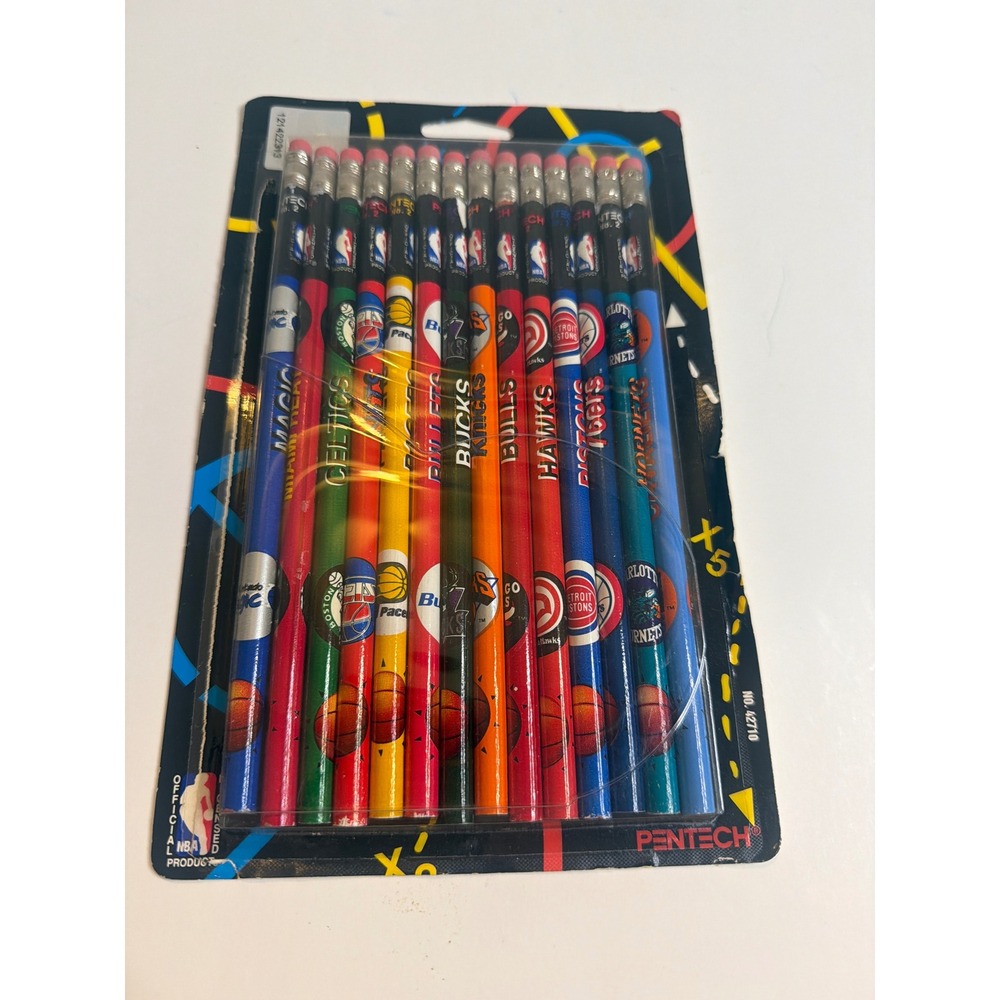 Vintage Pentech Official NBA Basketball Pencils 12 Count Team Logos